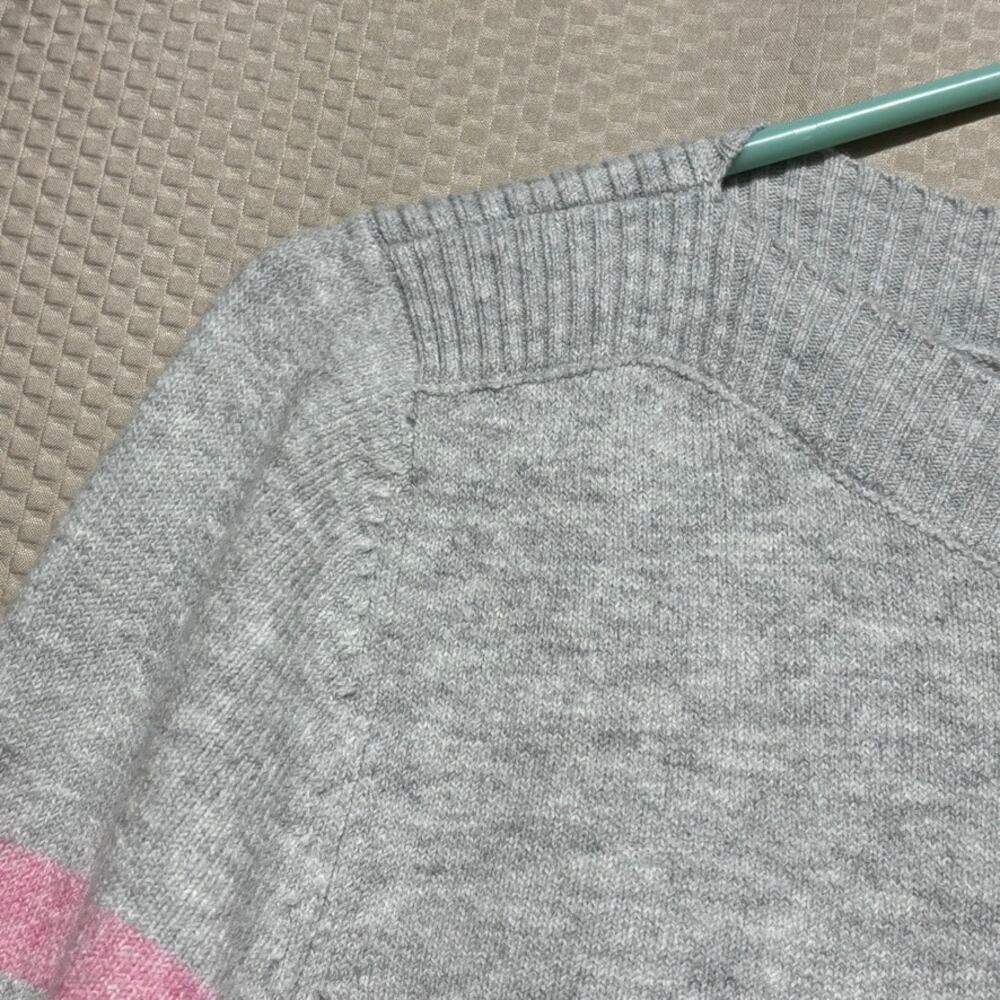 LOFT Women's Medium Stripe Pullover Boatneck Sweater Gray Pink Burgundy - Picture 5 of 10